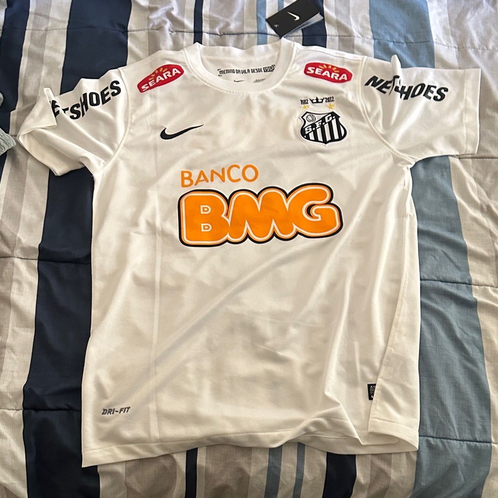 Nike Santos FC White Soccer Jersey with Orange Accents